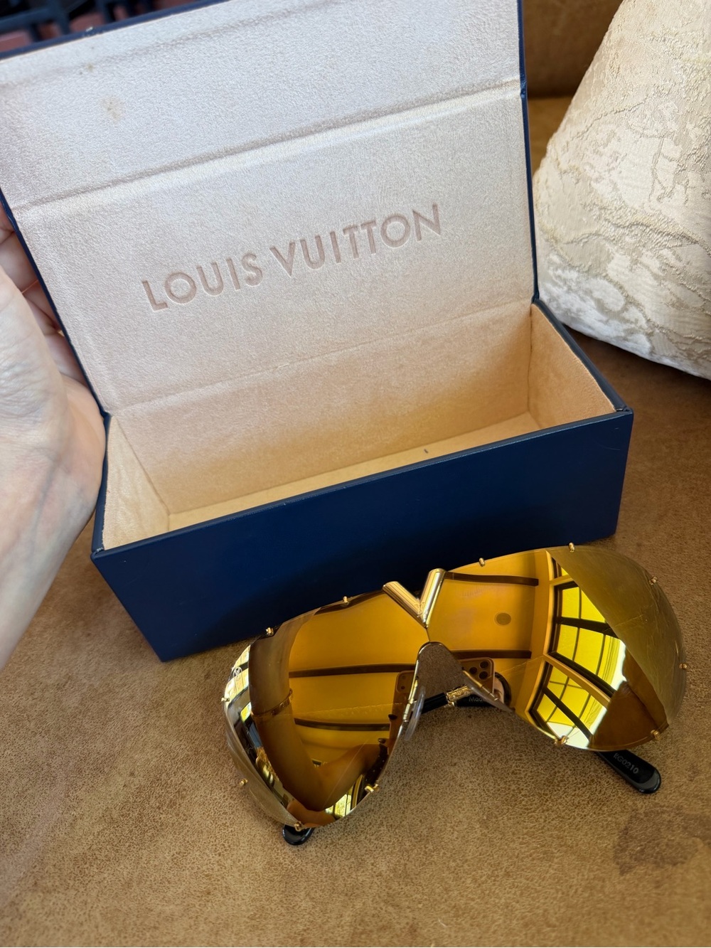 Louis Vuitton Gold Shield Sunglasses with Mirrored Lenses